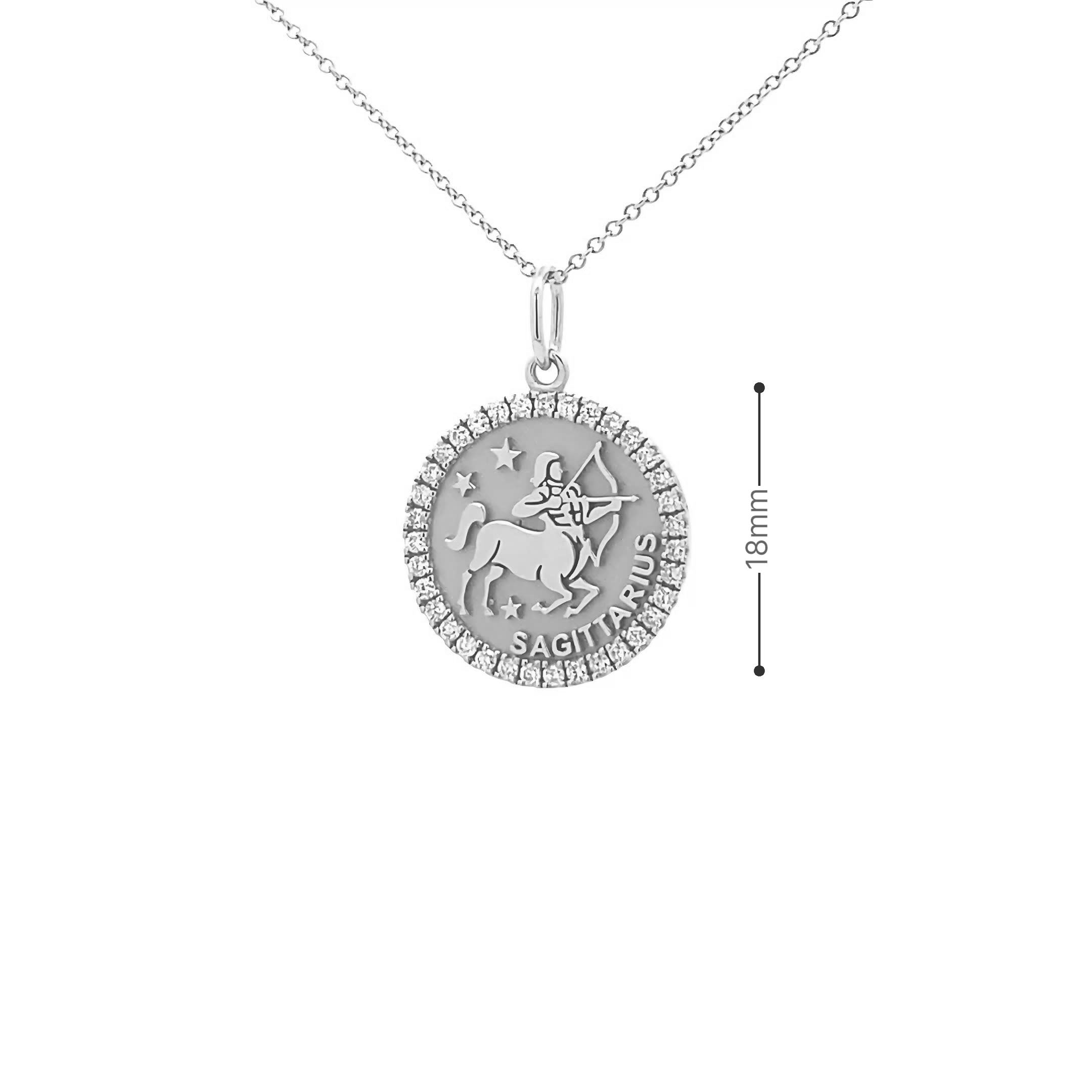 14K Gold 18mm Zodiac Sign Sagittarius  Diamond  Pendants(0.45ct) - dagatchi.com