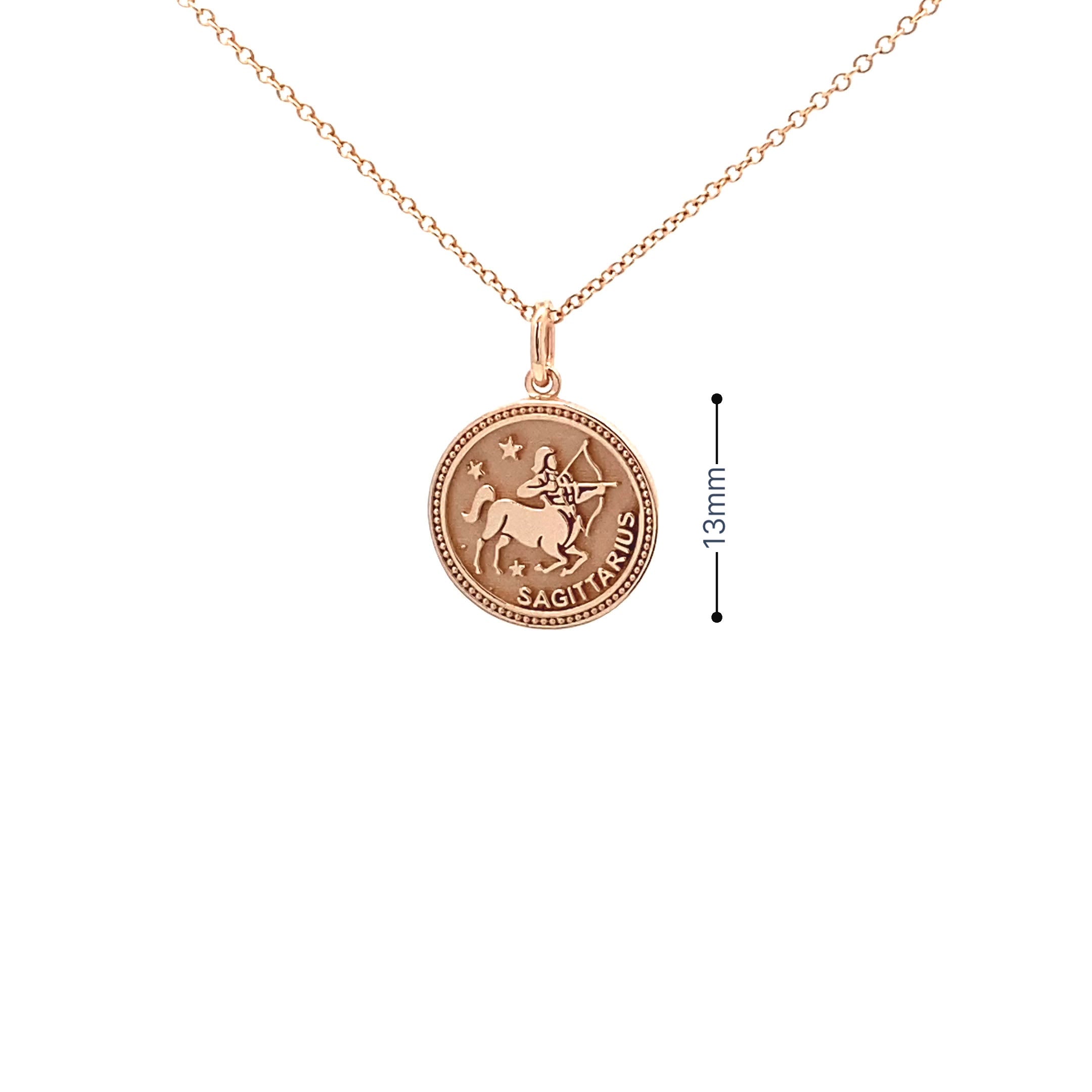 14K  Gold 13mm Zodiac Sign  Sagittarius Pendant