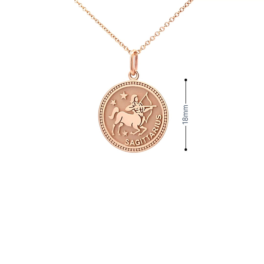14K  Gold 18mm Zodiac Sign Sagittarius Pendant - dagatchi.com