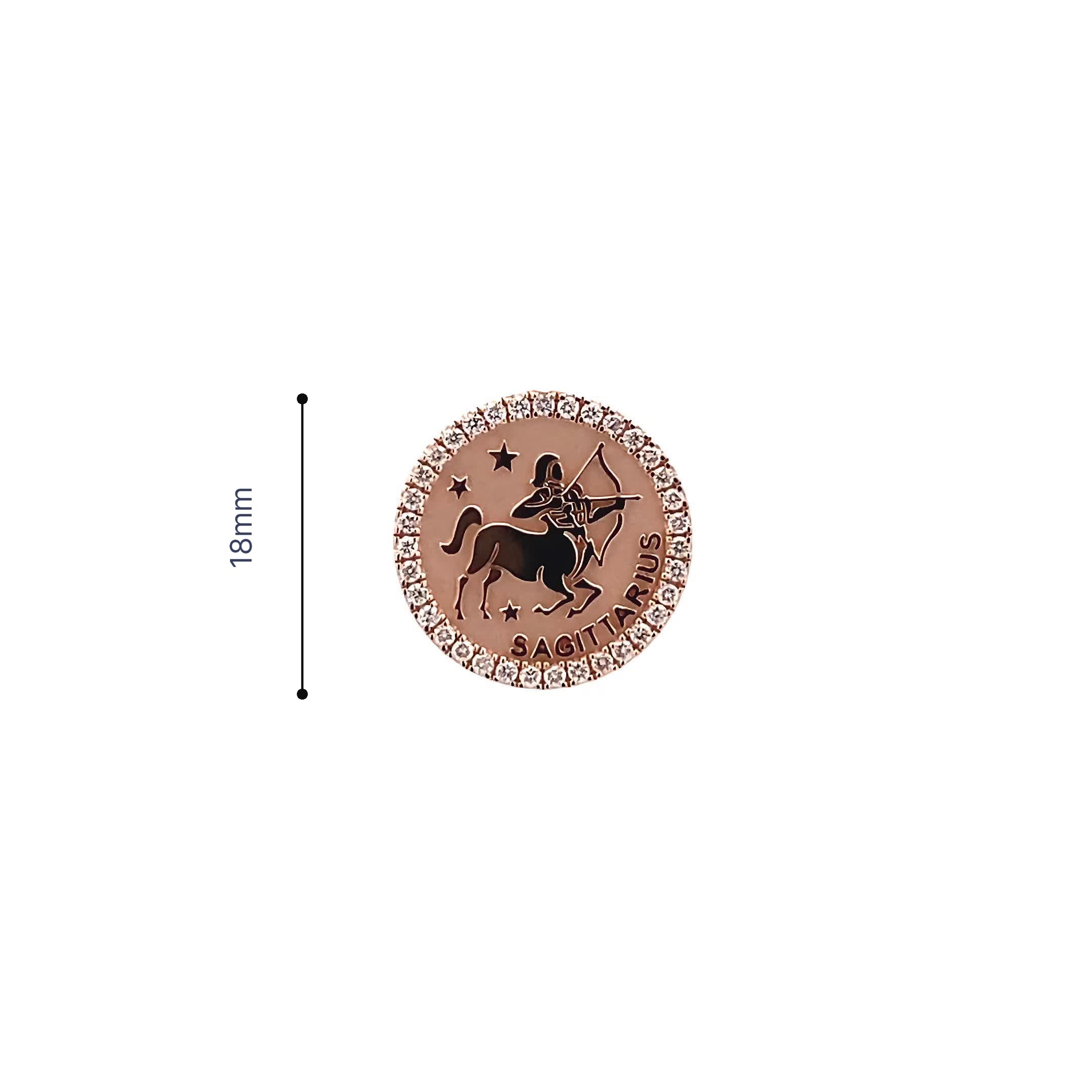 14K Gold 18mm Diamond Zodiac Sign Sagittarius Ring(0.45ct) - dagatchi.com