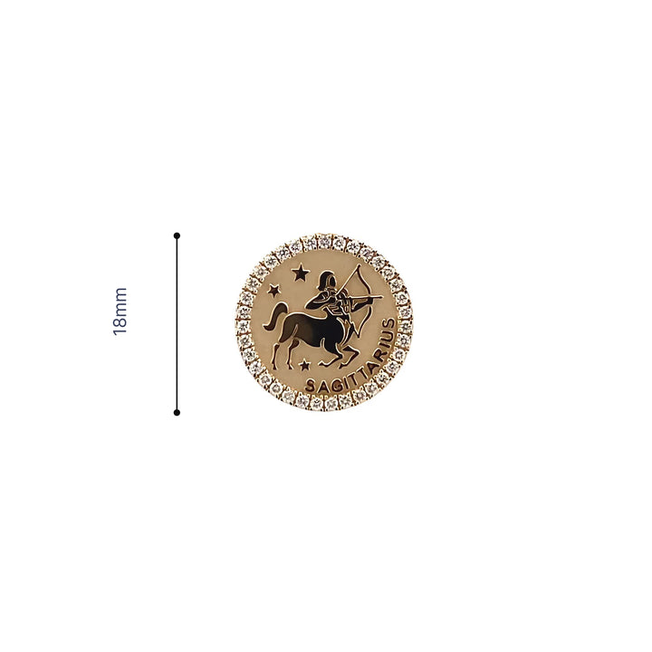 14K Gold 18mm Diamond Zodiac Sign Sagittarius Ring(0.45ct) - dagatchi.com