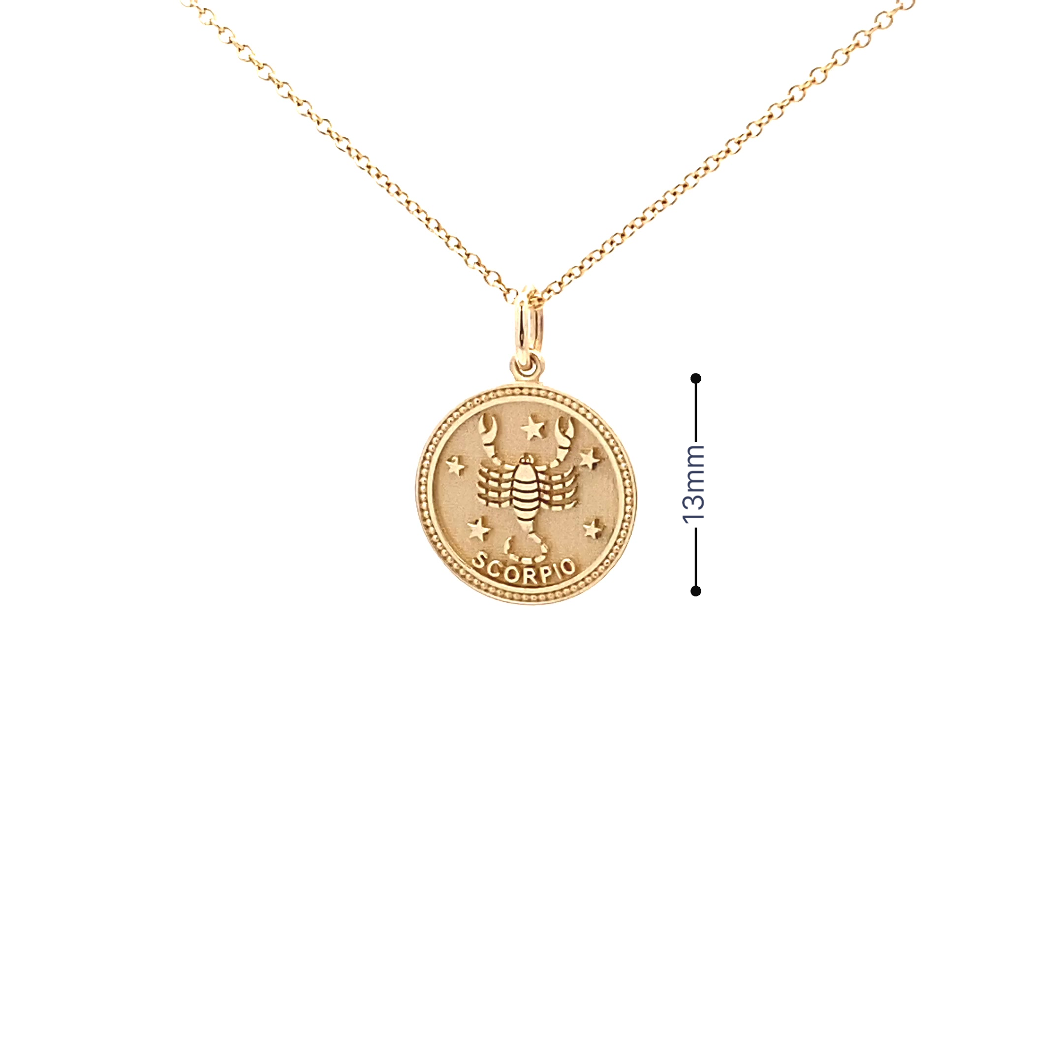 14K  Gold 13mm Zodiac Sign  Scorpio Pendant - dagatchi.com
