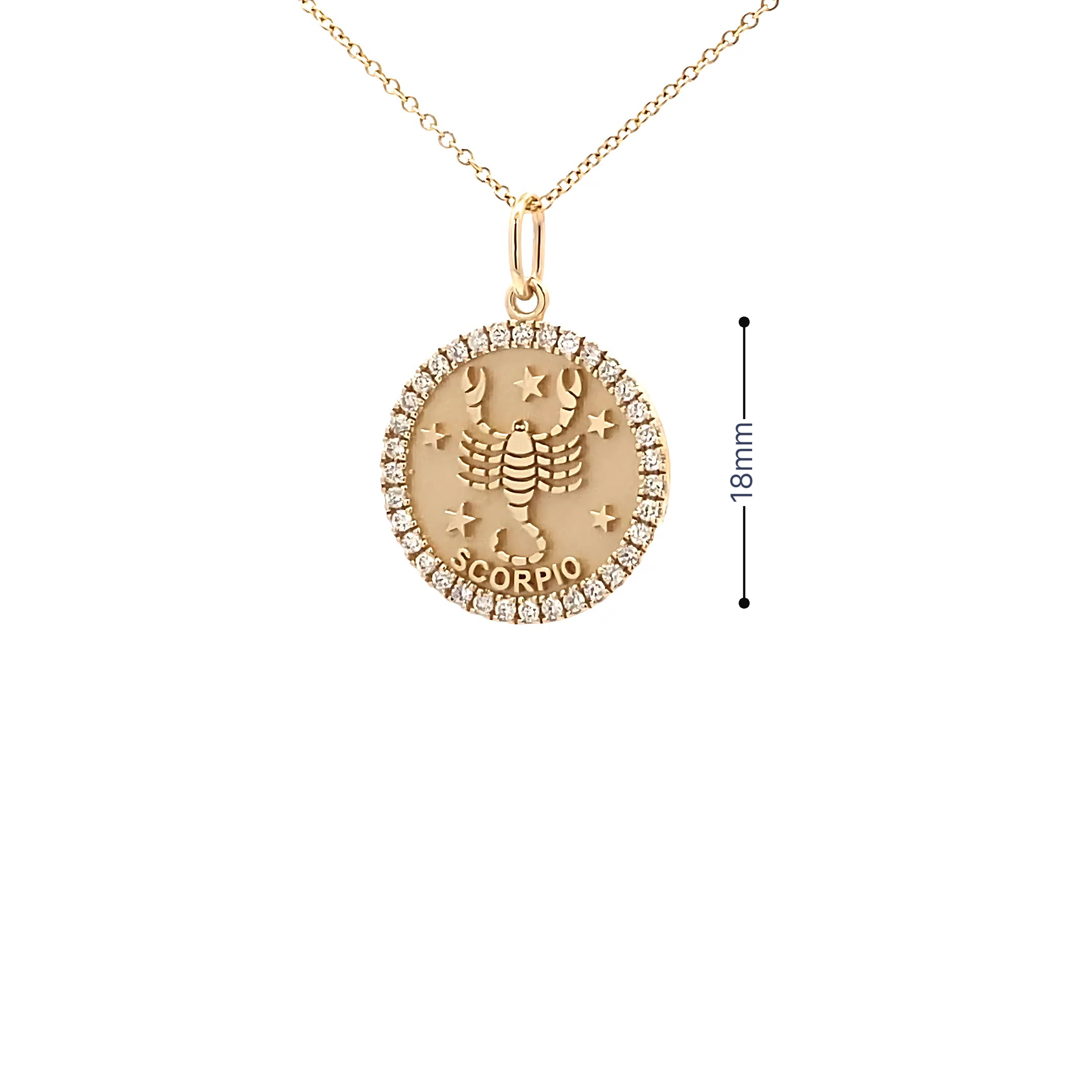 14K Gold 18mm Zodiac Sign Scorpio Diamond  Pendants(0.45ct) - dagatchi.com