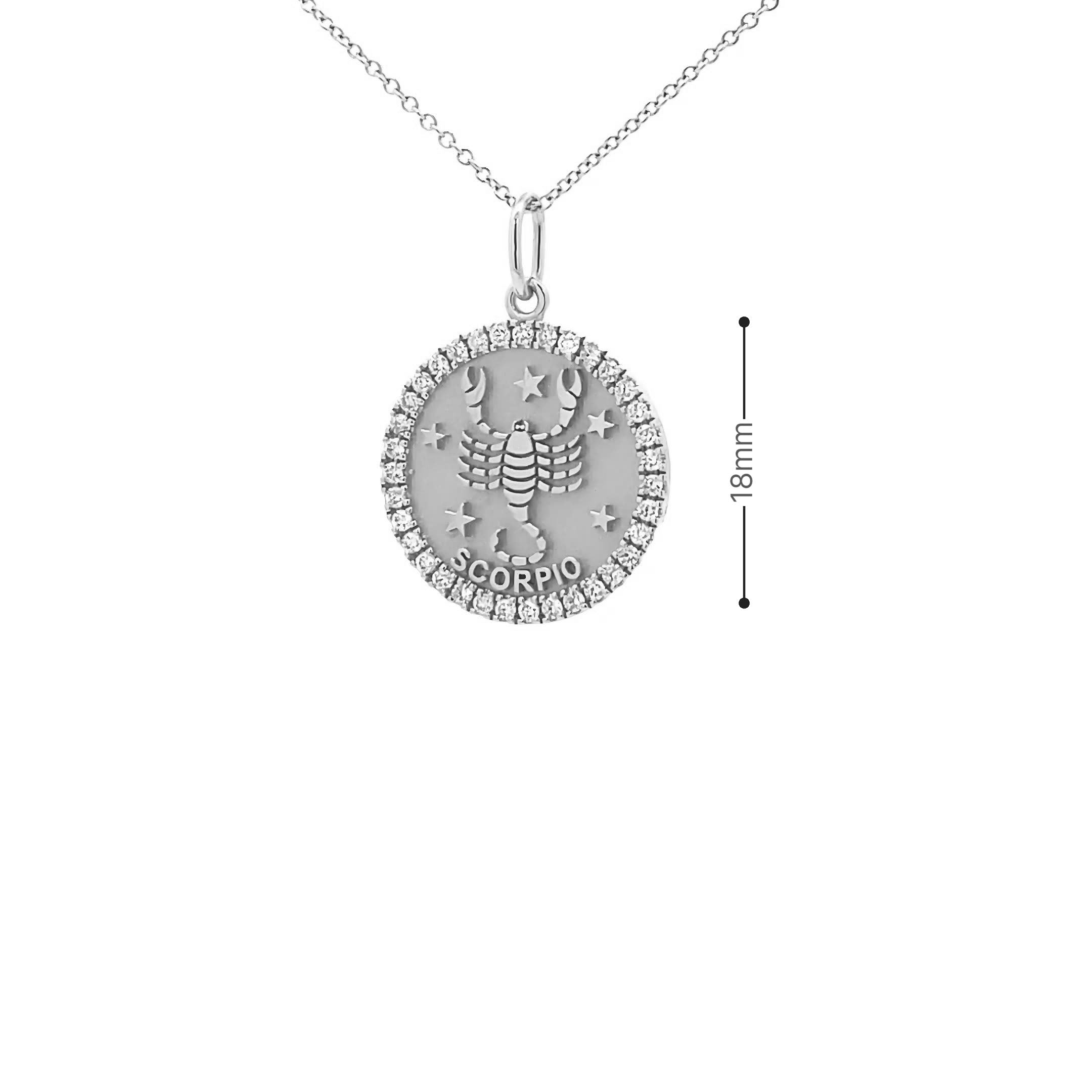 14K Gold 18mm Zodiac Sign Scorpio Diamond  Pendants(0.45ct) - dagatchi.com