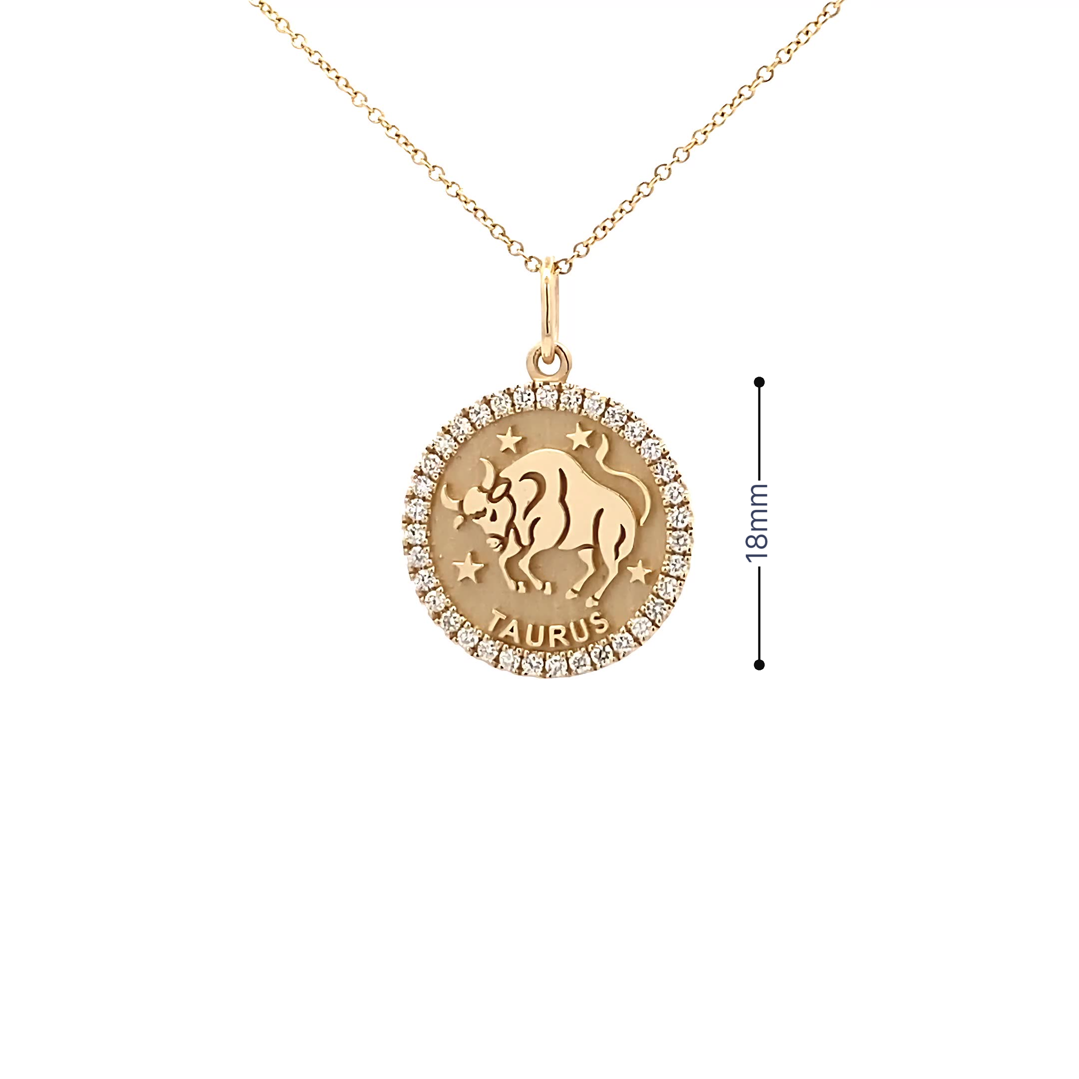 14K Gold 18mm Zodiac Sign Taurus Diamond  Pendants(0.45ct) - dagatchi.com