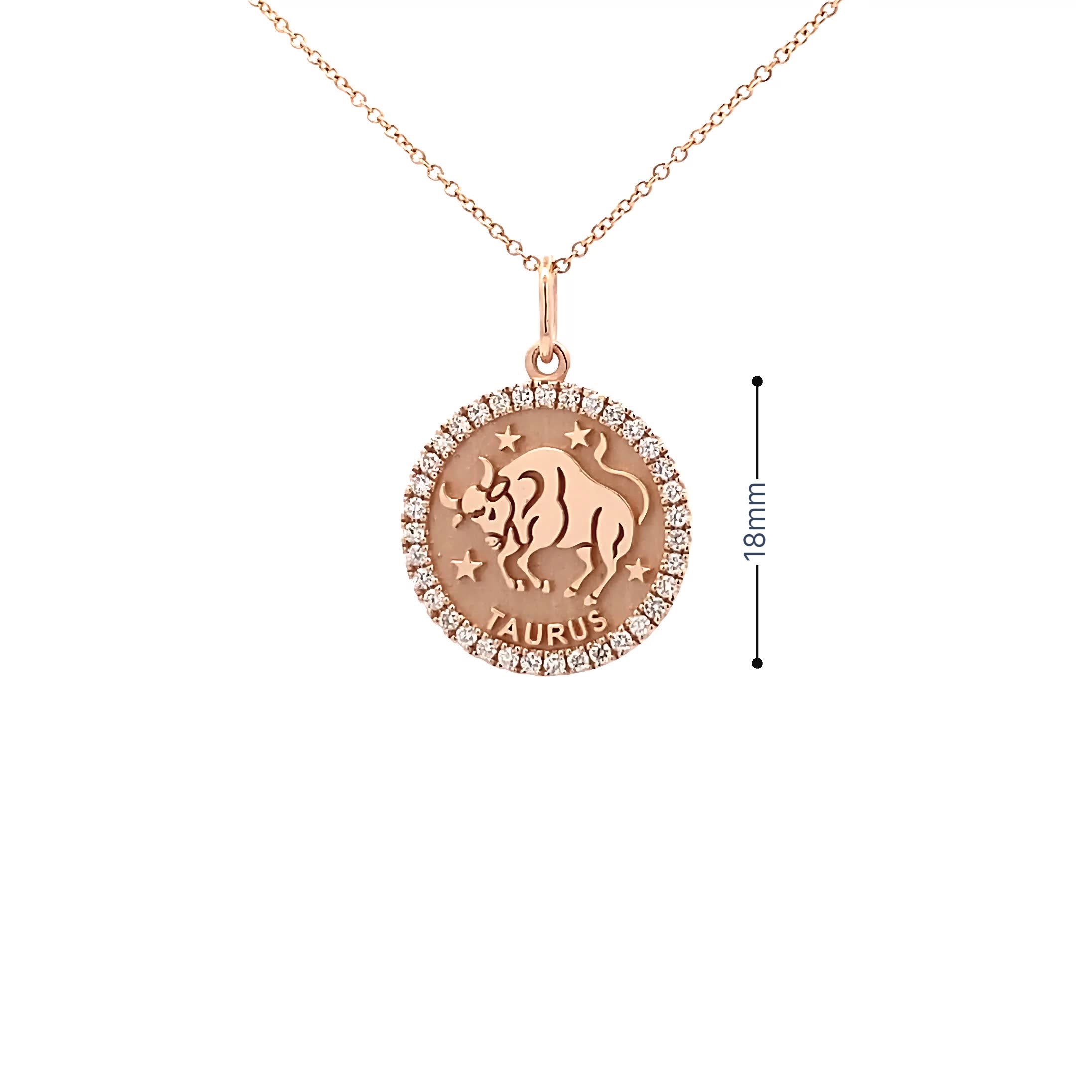 14K Gold 18mm Zodiac Sign Taurus Diamond  Pendants(0.45ct) - dagatchi.com