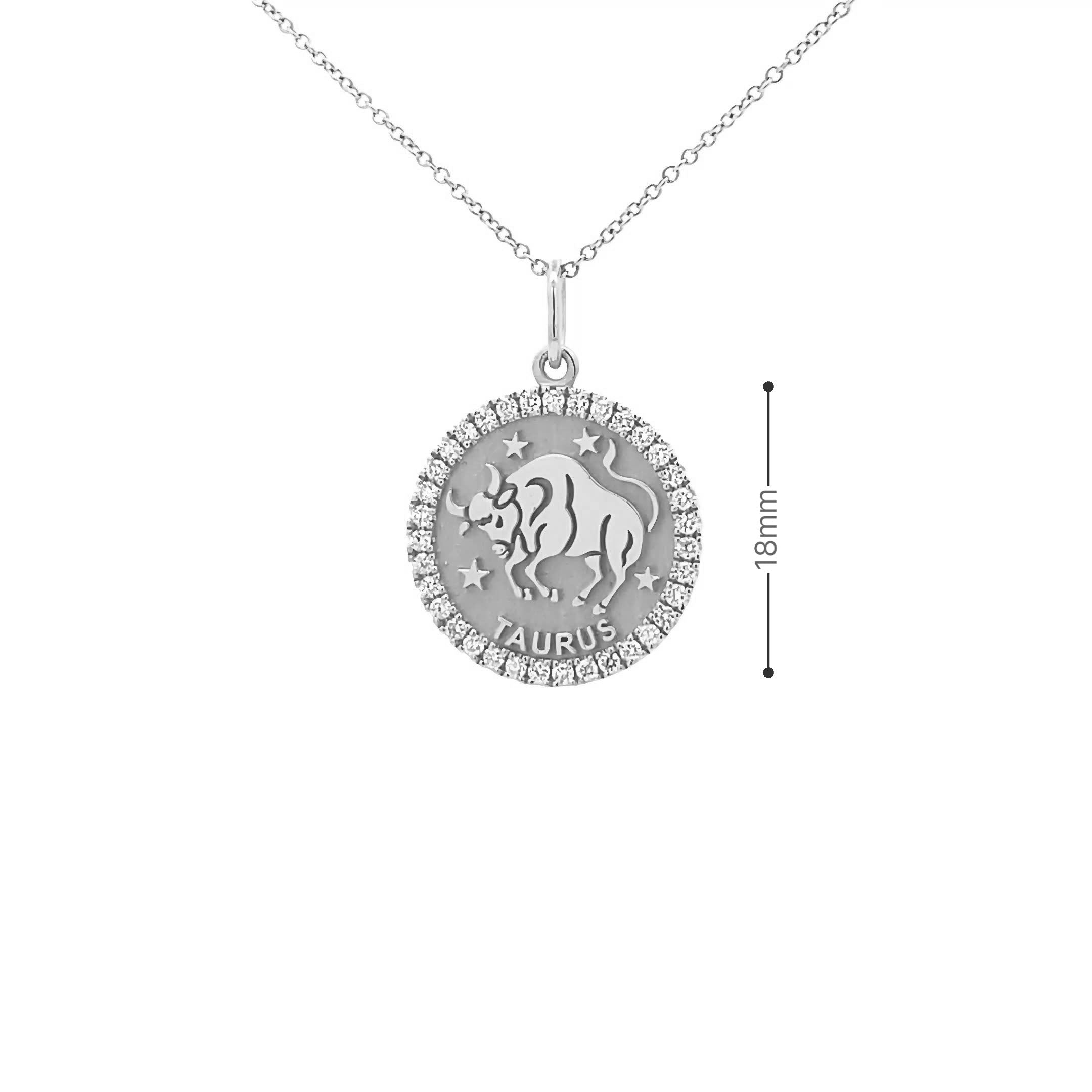 14K Gold 18mm Zodiac Sign Taurus Diamond  Pendants(0.45ct) - dagatchi.com