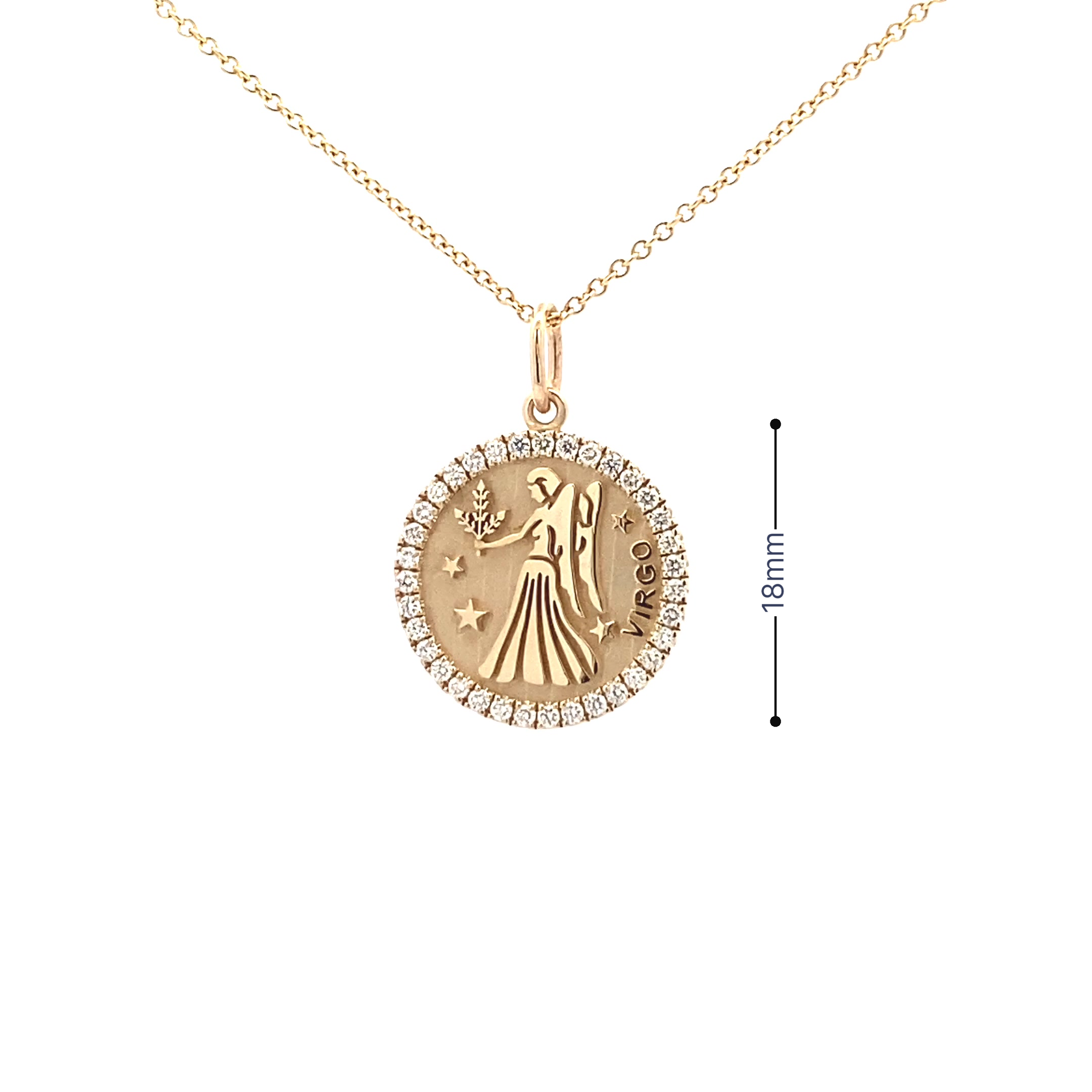 14K Gold 18mm Zodiac Sign Virgo Diamond  Pendants(0.45ct) - dagatchi.com
