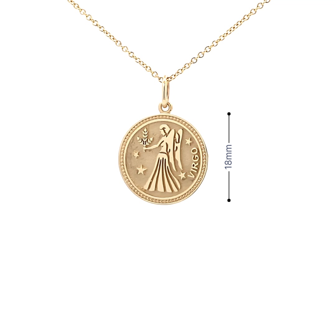 14K  Gold 18mm Zodiac Sign Virgo Pendant - dagatchi.com