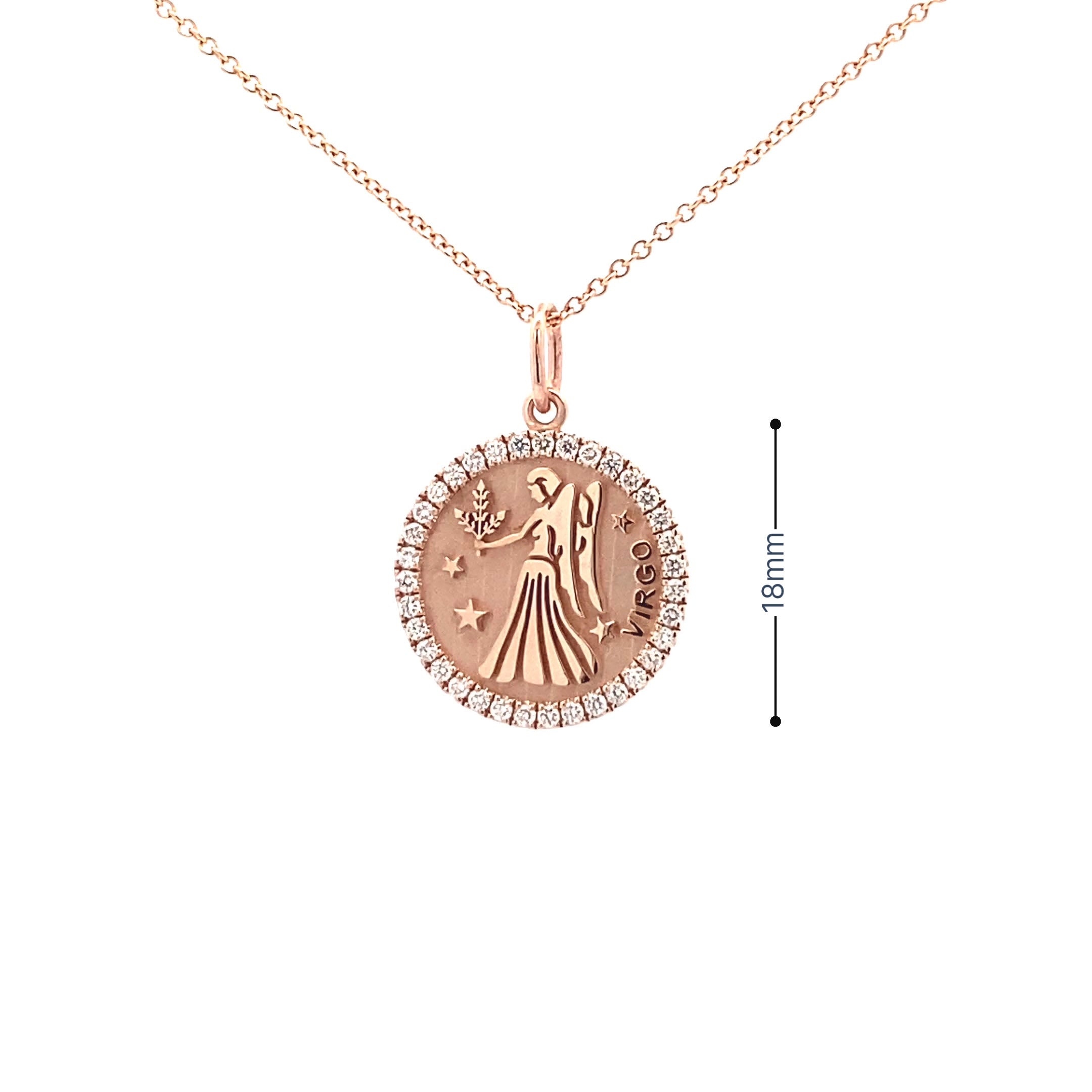 14K Gold 18mm Zodiac Sign Virgo Diamond  Pendants(0.45ct) - dagatchi.com