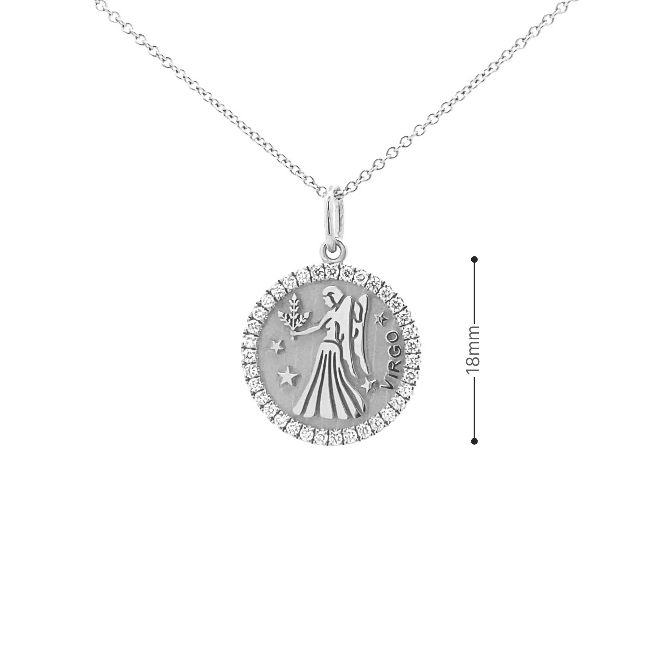 14K Gold 18mm Zodiac Sign Virgo Diamond  Pendants(0.45ct) - dagatchi.com