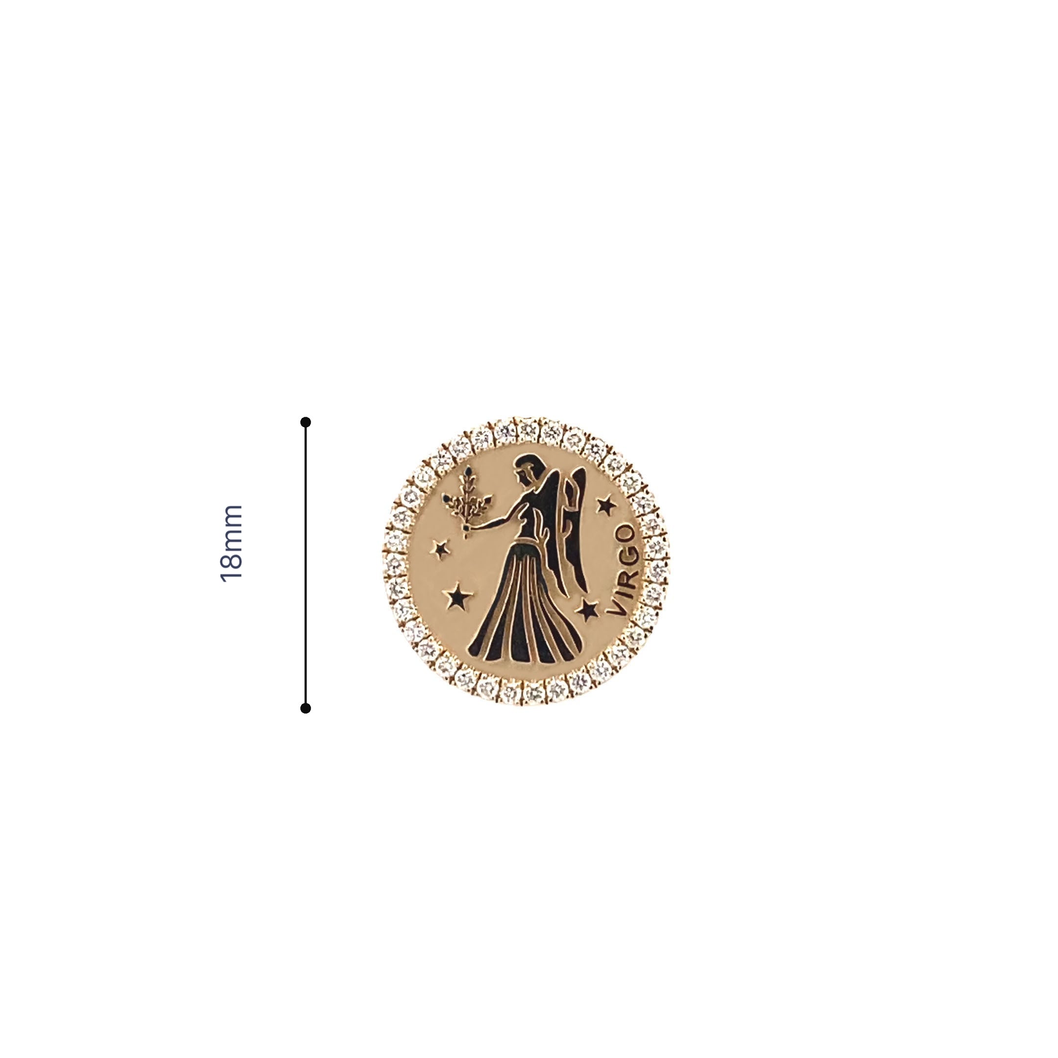 14K Gold 18mm Diamond Zodiac Sign Virgo Ring(0.45ct) - dagatchi.com