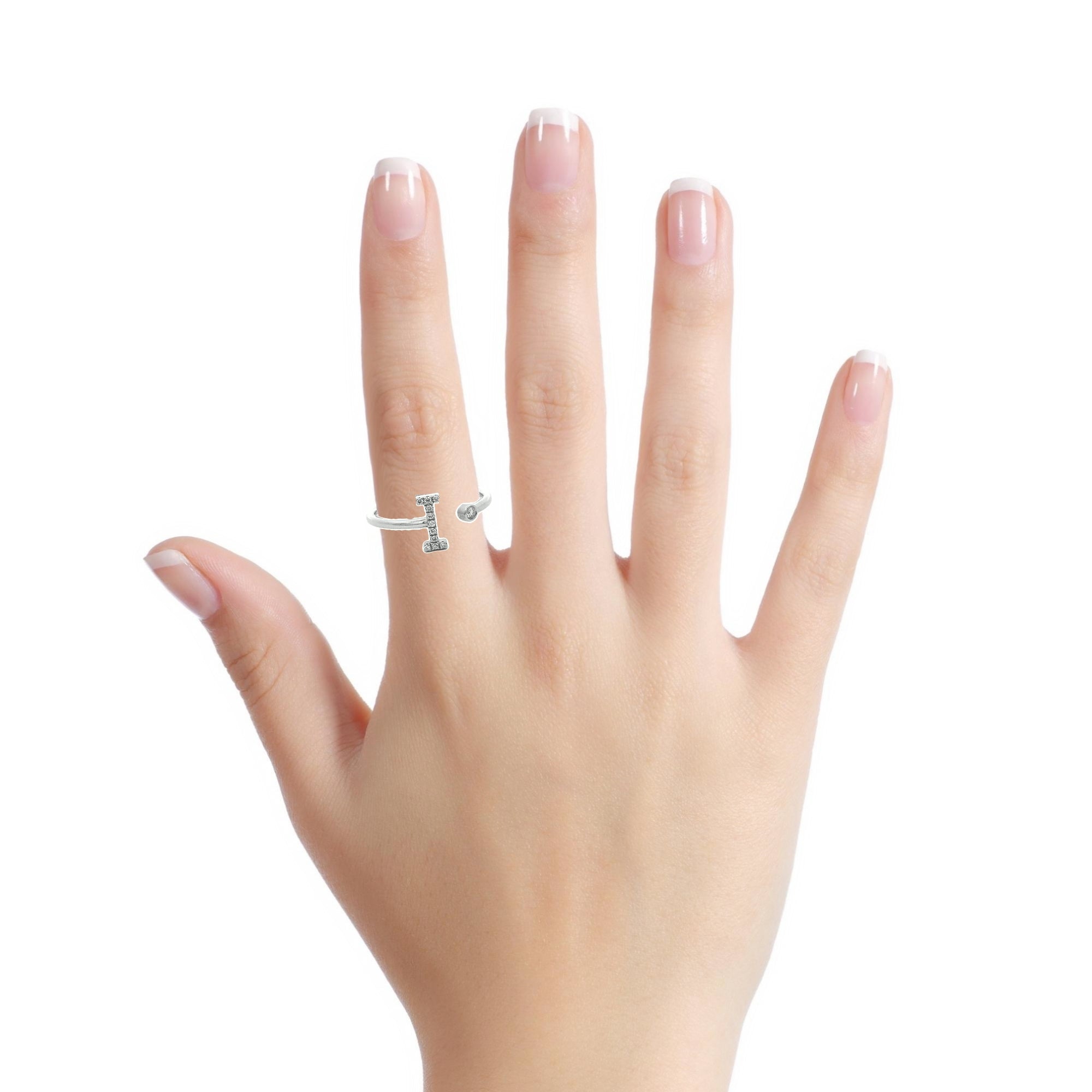 14K Gold Diamond Initial Ring I(0.06ct) - dagatchi.com