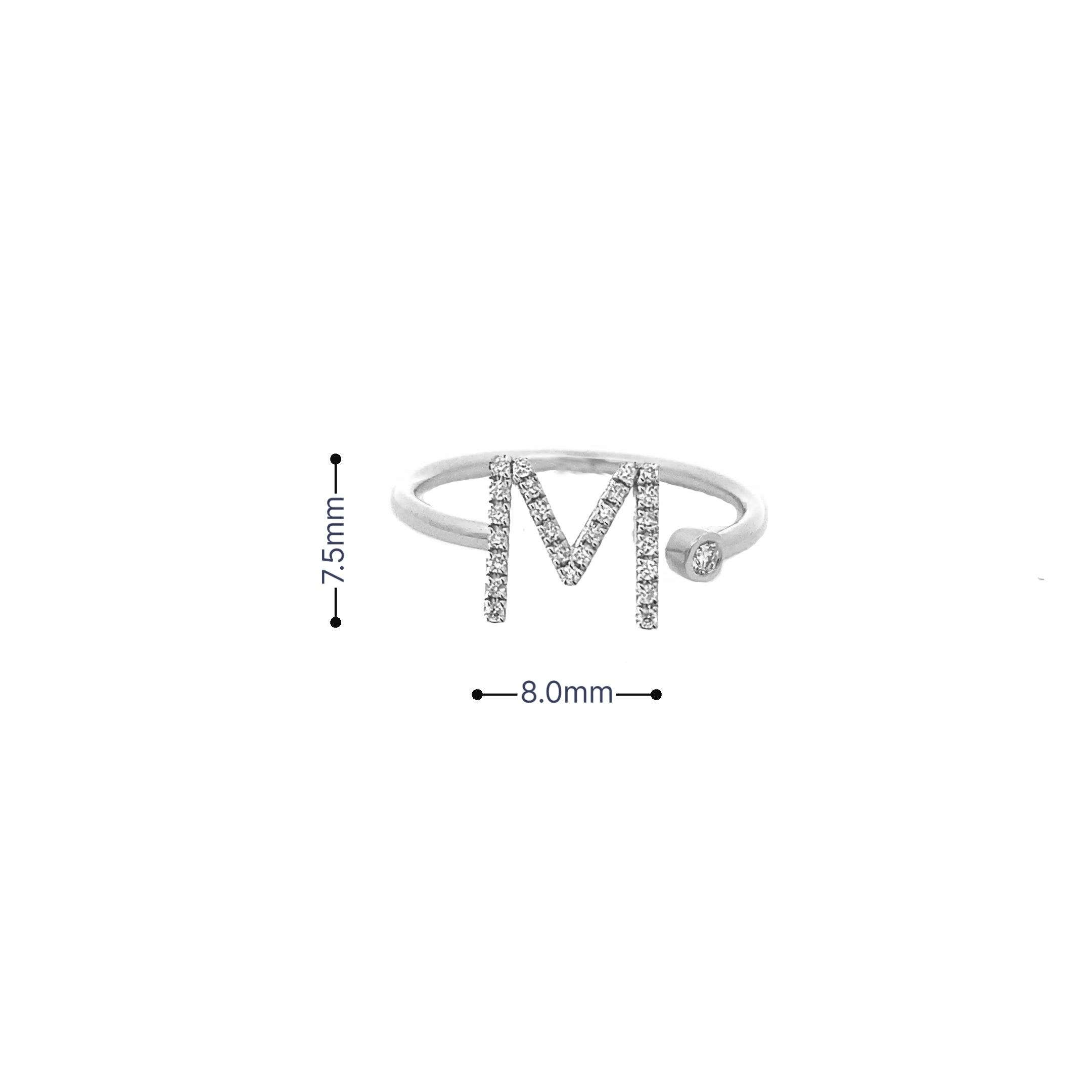 14K Gold Diamond Initial Ring M(0.11ct) - dagatchi.com