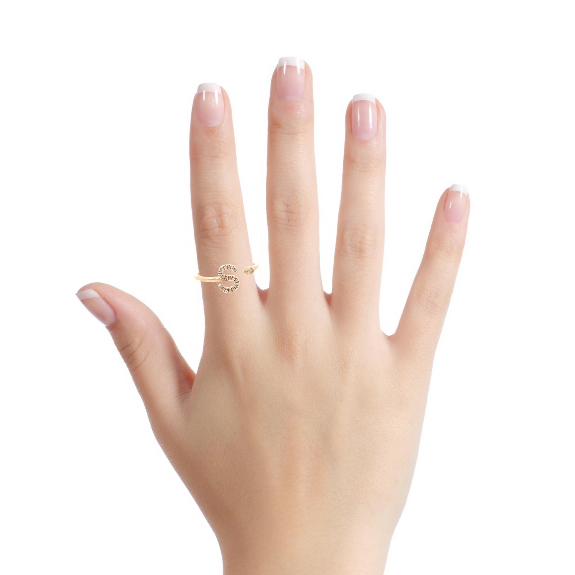 14K Gold Diamond Initial Ring S(0.09ct) - dagatchi.com