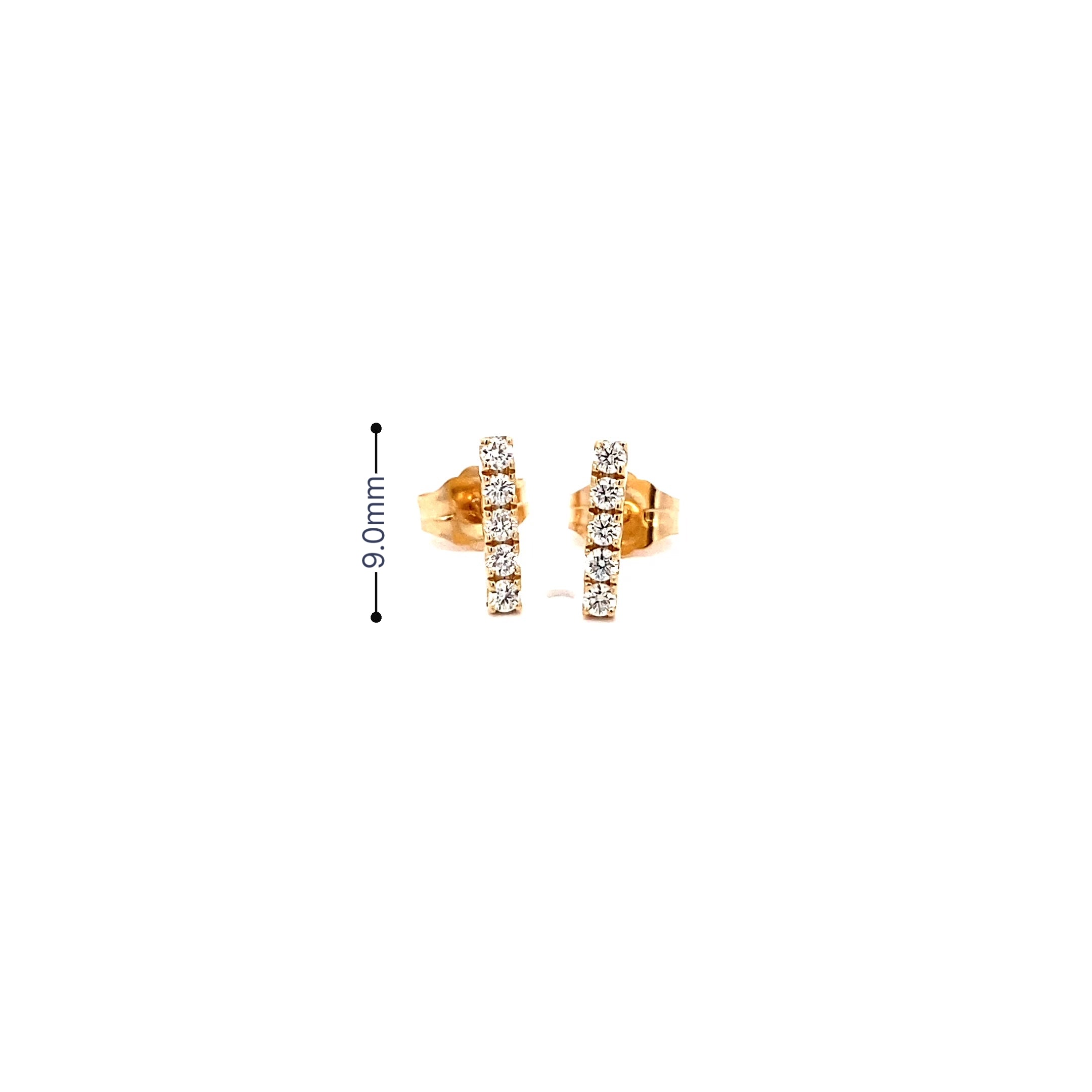 14K Gold 10-Diamond Bar Earrings (0.21ct) - dagatchi.com
